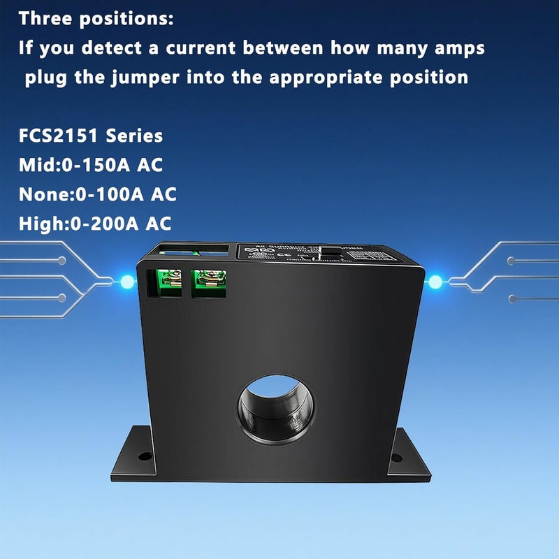 nodehawk Current Transmitter, FCS2151-SD-10V Current Transducer Transmitter Transformer Sensor AC Current Converter 0-200A - Image 5